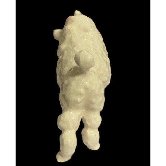 Small Vintage Ceramic Poodle Figurine - White Collectible Dog Decor Fancy Cut - Picture 3 of 4